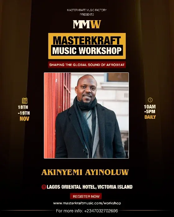 Masterkraft Music Workshop flyer featuring Akinyemi Ayinoluwa