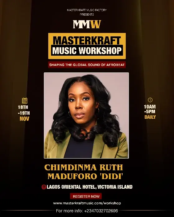 Masterkraft Music Workshop flyer featuring Chimdinma Ruth Maduforo 'Didi'